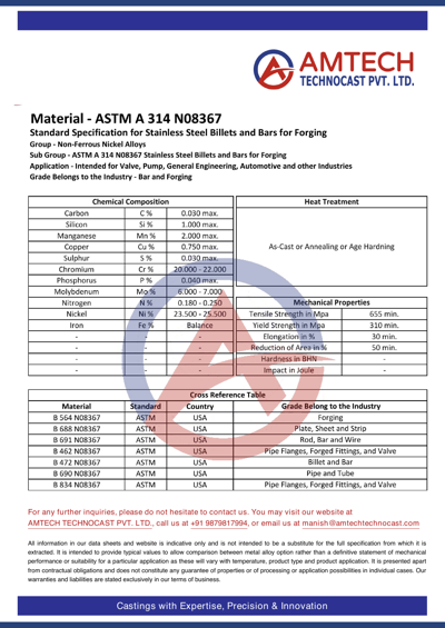 ASTM A 314 N08367